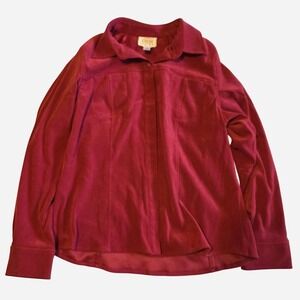 Talbots Petites Women's Large Red Stretch Button Up Blouse Y2K Vintage Made...